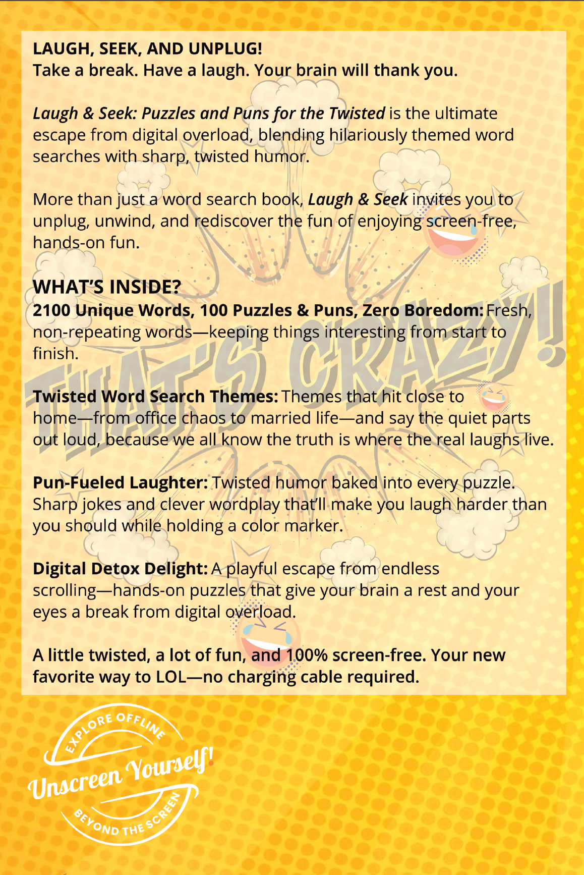 🆕 LAUGH & SEEK: WORD SEARCH PUZZLES AND PUNS FOR THE TWISTED
