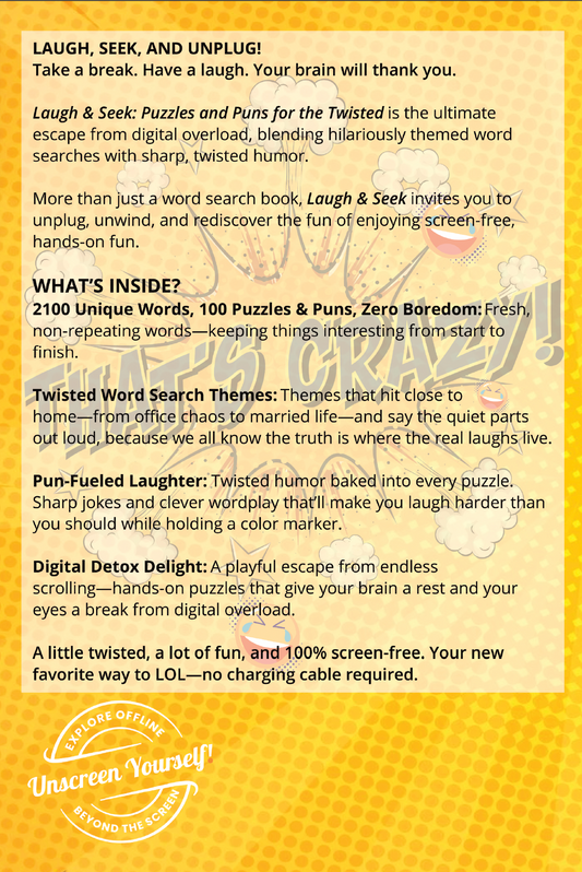 🆕 LAUGH & SEEK: WORD SEARCH PUZZLES AND PUNS FOR THE TWISTED