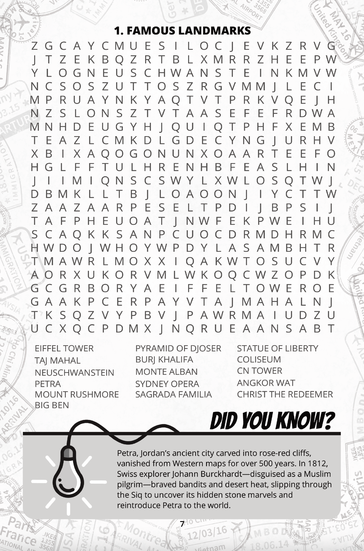 WORLDLY WONDERS: WORD SEARCH